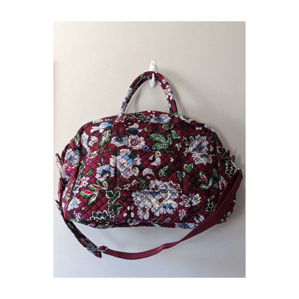 Vera Bradley Bordeaux Blooms Iconic Weekender Travel Bag - Picture 9 of 15
